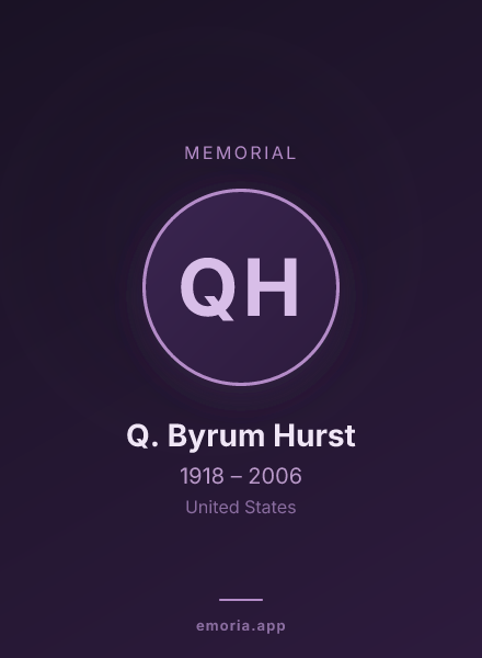 Memorial portrait of Q. Byrum Hurst