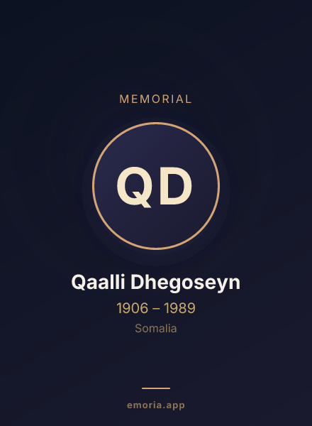 Memorial portrait of Qaalli Dhegoseyn
