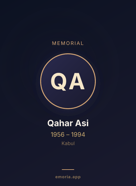 Memorial portrait of Qahar Asi