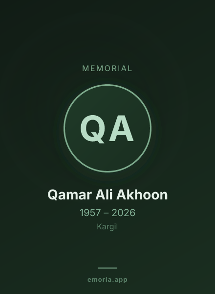 Memorial portrait of Qamar Ali Akhoon