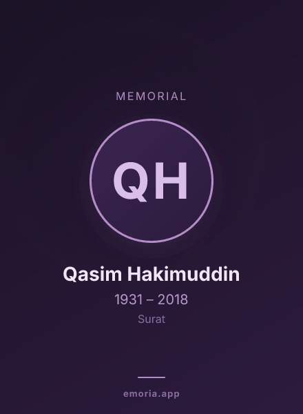Memorial portrait of Qasim Hakimuddin