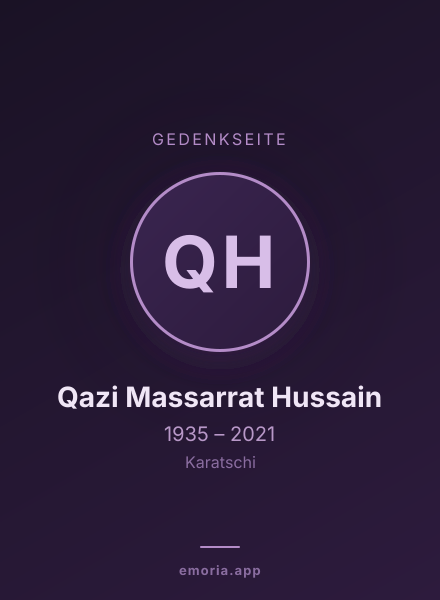 Gedenkportrait von Qazi Massarrat Hussain