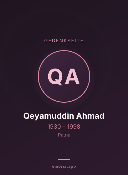 Gedenkportrait von Qeyamuddin Ahmad