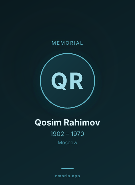 Memorial portrait of Qosim Rahimov
