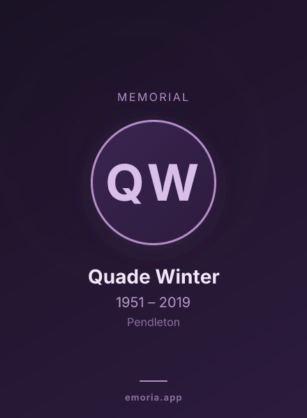 Memorial portrait of Quade Winter