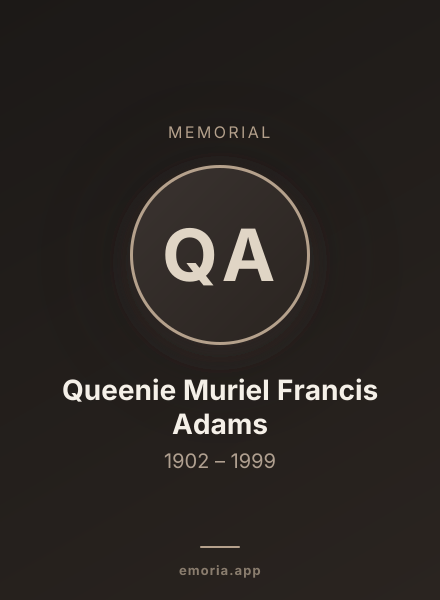 Memorial portrait of Queenie Muriel Francis Adams