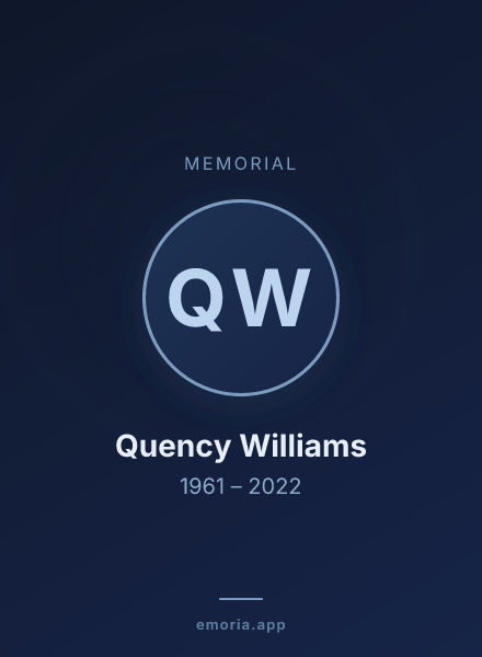 Memorial portrait of Quency Williams