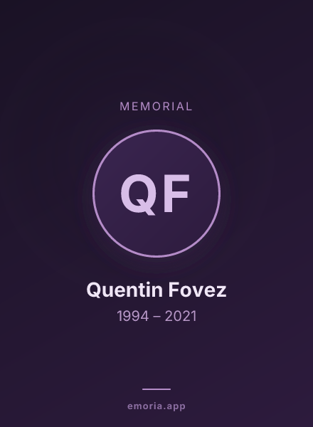 Memorial portrait of Quentin Fovez