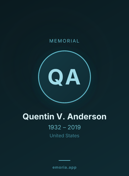 Memorial portrait of Quentin V. Anderson