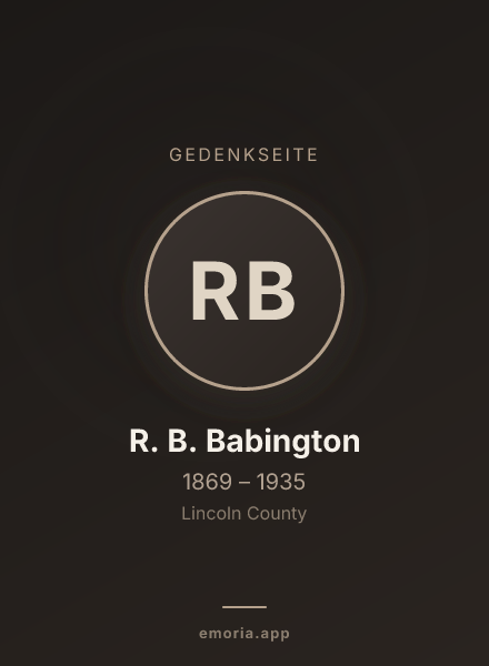 Gedenkportrait von R. B. Babington