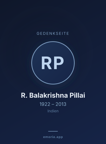 Gedenkportrait von R. Balakrishna Pillai