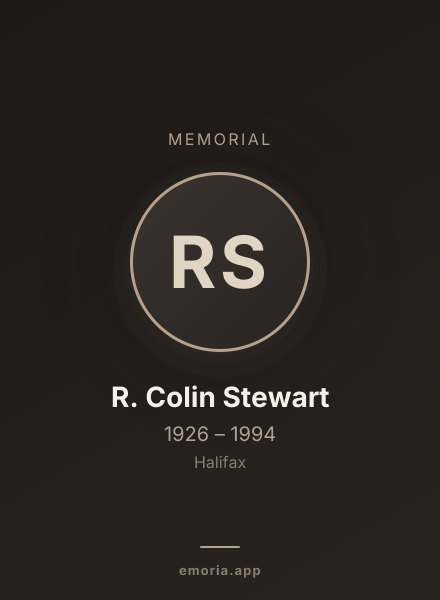 Memorial portrait of R. Colin Stewart
