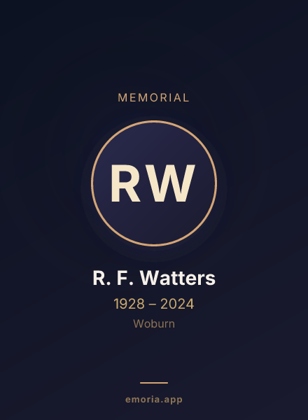 Memorial portrait of R. F. Watters