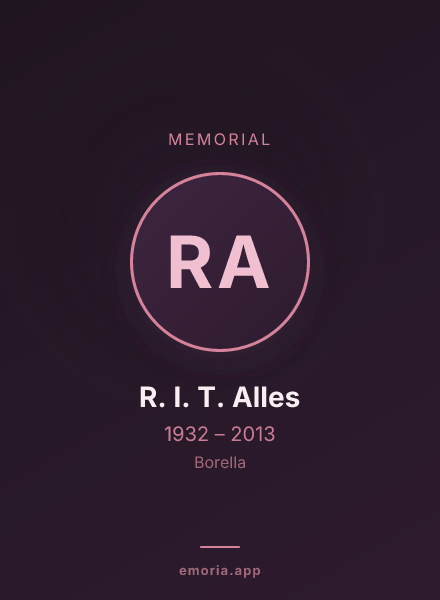 Memorial portrait of R. I. T. Alles