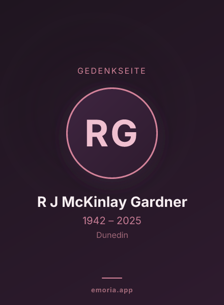 Gedenkportrait von R J McKinlay Gardner