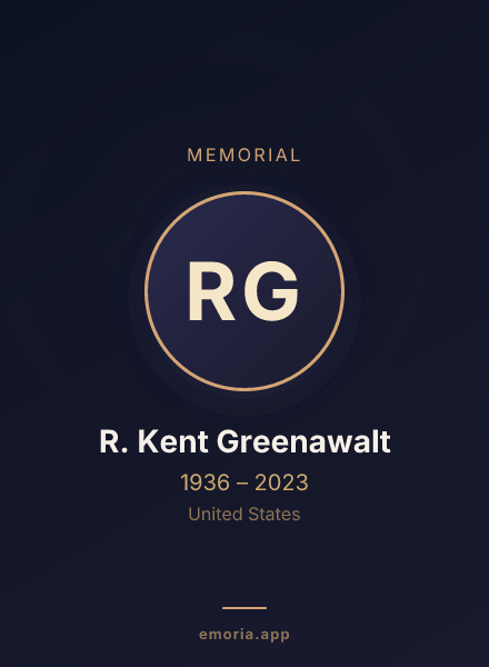 Memorial portrait of R. Kent Greenawalt
