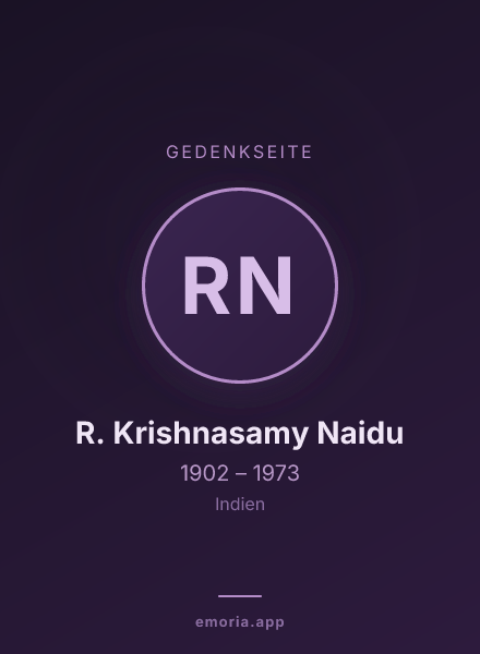 Gedenkportrait von R. Krishnasamy Naidu