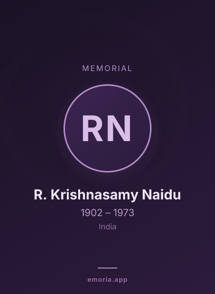 Memorial portrait of R. Krishnasamy Naidu