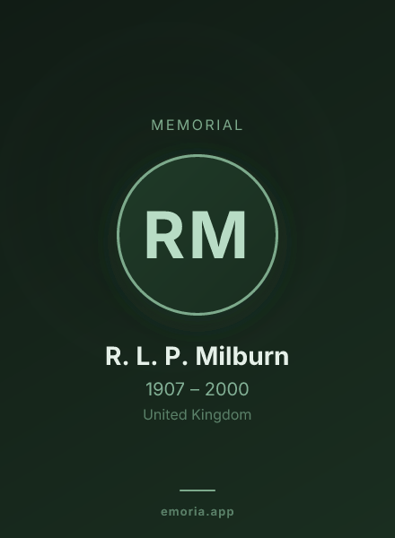 Memorial portrait of R. L. P. Milburn