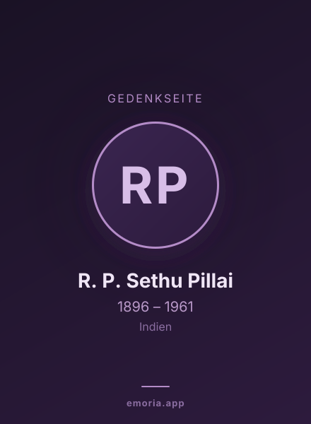 Gedenkportrait von R. P. Sethu Pillai