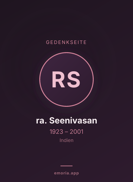 Gedenkportrait von ra. Seenivasan