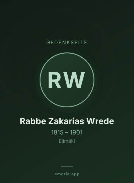 Gedenkportrait von Rabbe Zakarias Wrede