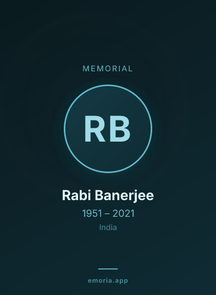 Memorial portrait of Rabi Banerjee