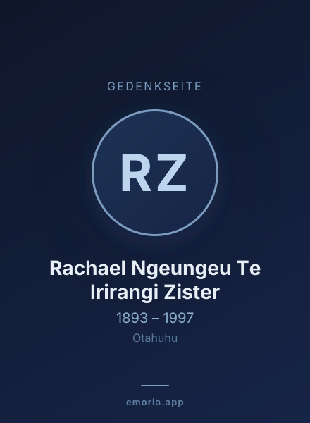 Gedenkportrait von Rachael Ngeungeu Te Irirangi Zister