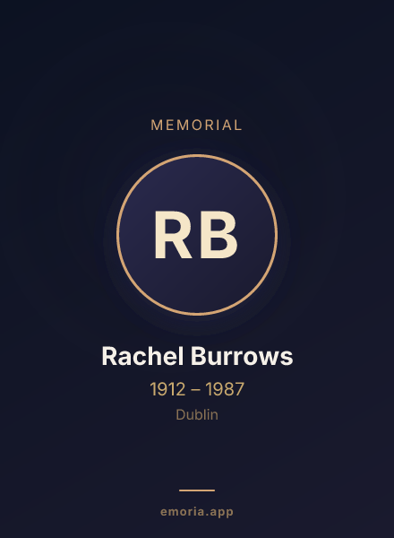 Memorial portrait of Rachel Burrows