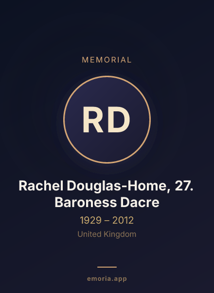 Memorial portrait of Rachel Douglas-Home, 27. Baroness Dacre