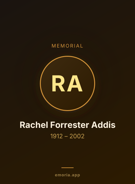 Memorial portrait of Rachel Forrester Addis