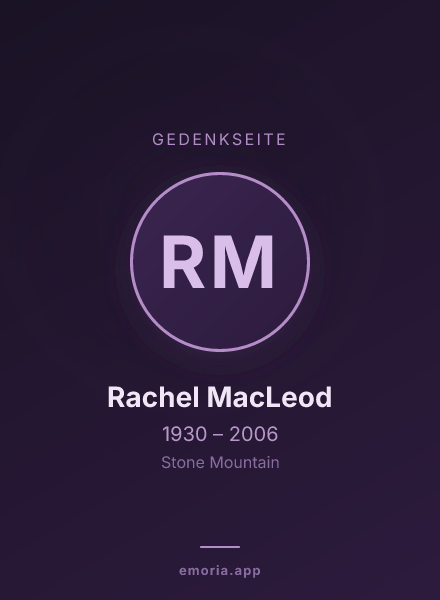 Gedenkportrait von Rachel MacLeod
