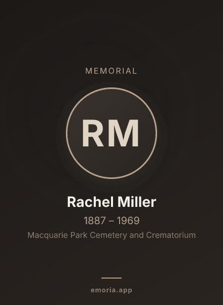 Memorial portrait of Rachel Miller