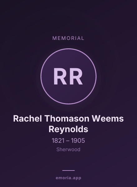 Memorial portrait of Rachel Thomason Weems Reynolds