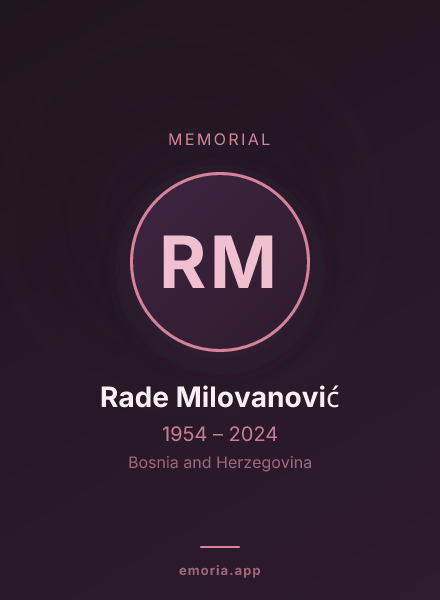 Memorial portrait of Rade Milovanović