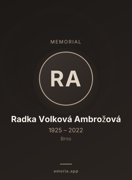 Memorial portrait of Radka Volková Ambrožová
