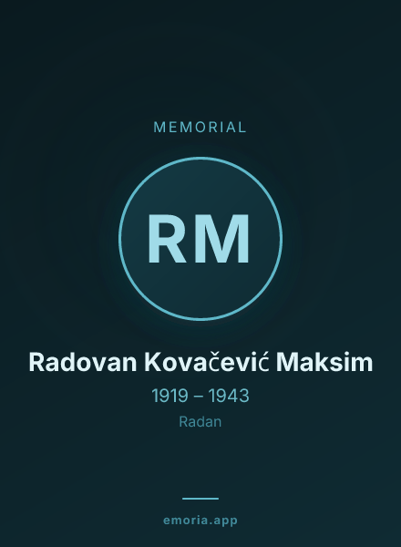 Memorial portrait of Radovan Kovačević Maksim