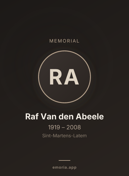 Memorial portrait of Raf Van den Abeele