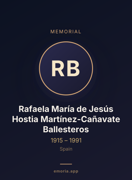 Memorial portrait of Rafaela María de Jesús Hostia Martínez-Cañavate Ballesteros