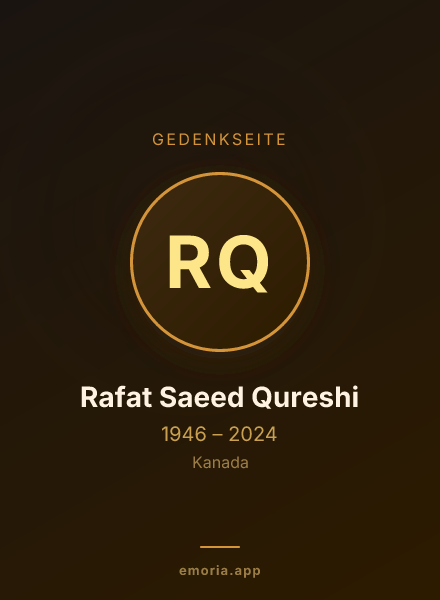 Gedenkportrait von Rafat Saeed Qureshi