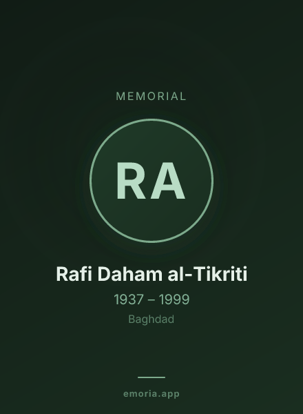 Memorial portrait of Rafi Daham al-Tikriti