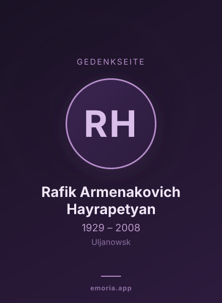Gedenkportrait von Rafik Armenakovich Hayrapetyan