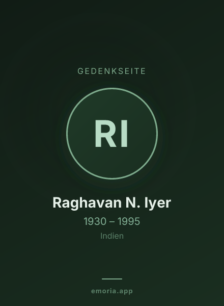 Gedenkportrait von Raghavan N. Iyer