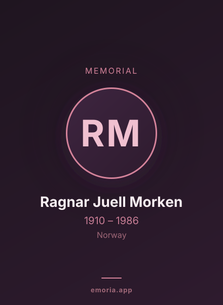 Memorial portrait of Ragnar Juell Morken