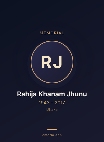 Memorial portrait of Rahija Khanam Jhunu