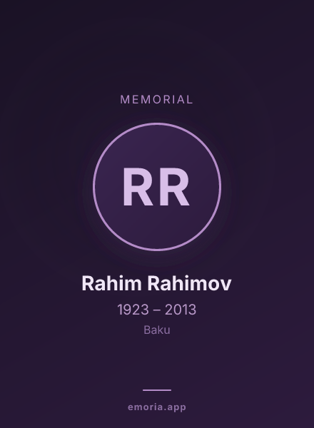 Memorial portrait of Rahim Rahimov