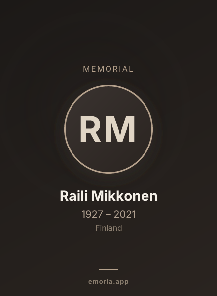Memorial portrait of Raili Mikkonen