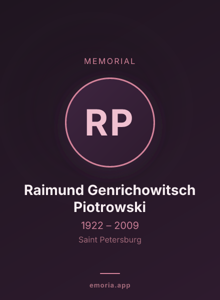 Memorial portrait of Raimund Genrichowitsch Piotrowski