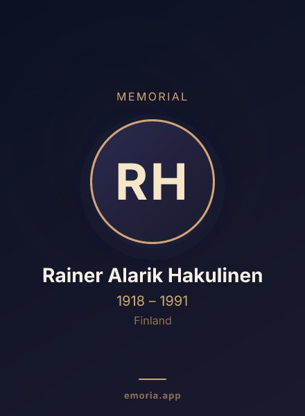 Memorial portrait of Rainer Alarik Hakulinen