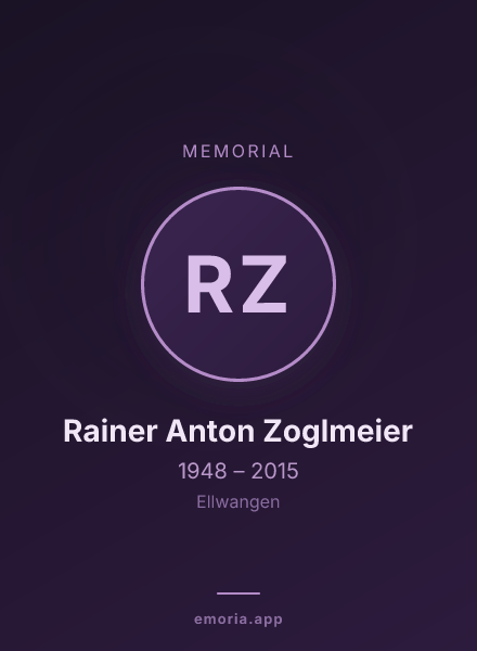 Memorial portrait of Rainer Anton Zoglmeier